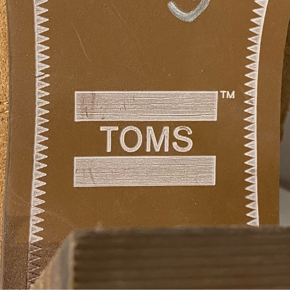Toms Mila Toffee Suede Ankle Boots Size 7 Pull On Leather Lacing Detail - Picture 11 of 12